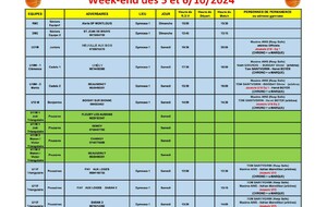 News 005 : planning des matchs des 5 et 6/10/2024