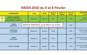 News 024 : planning des matchs des 08 et 09/02/2025