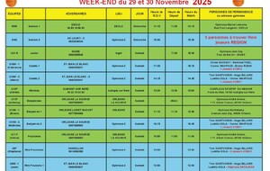 News 16 : planning des matchs des 29 et 30/11/2025
