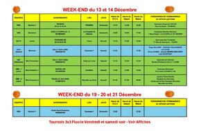 News 18 : planning des matchs des : 13+14+19+20 et 21/12/2025