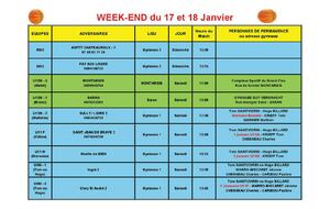 News 20 : planning des matchs des 17 et 18/01/2026