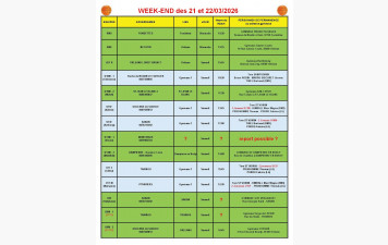 News 26 : planning des matchs des 21 et 22/03/2026