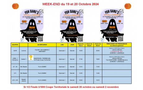 News 007 : Fun Game's et planning des matchs des 19 et 20/10/2024