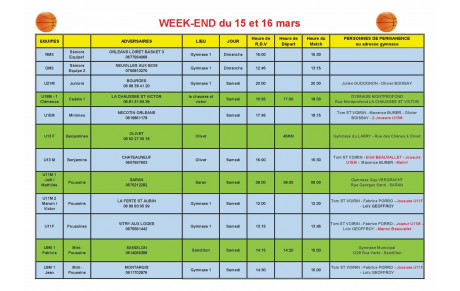 News 27 : planning des matchs des 15 et 16/03/2025